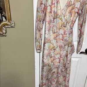 Guess Made in Italy Multicolor Floral Long Sleeve Wrap Dress